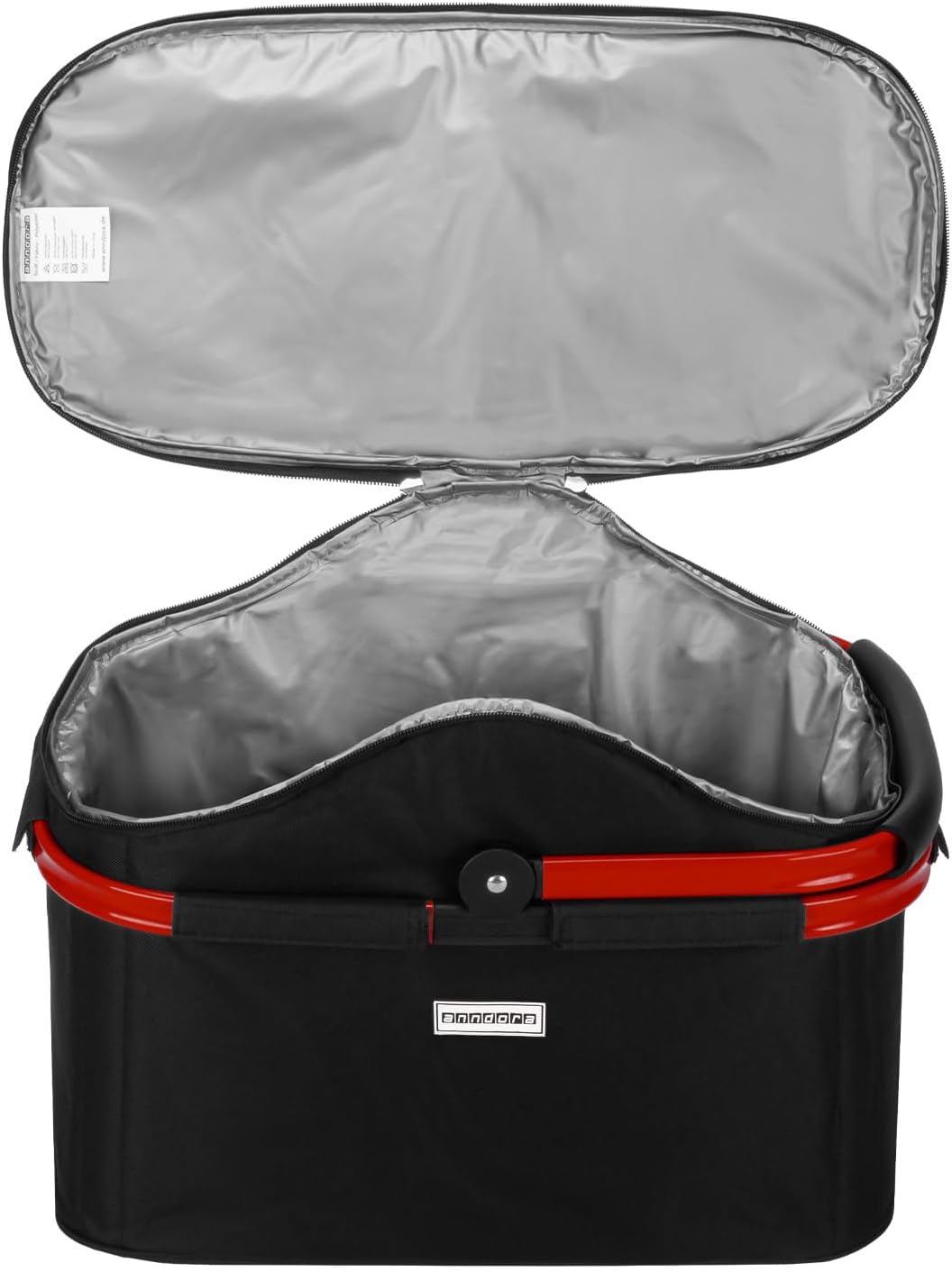 anndora Einkaufskorb 25 Liter ISO Picknick Kühlkorb Schwarz - Rahmen Rot Iso: Schwarz Rahmen Rot, Is
