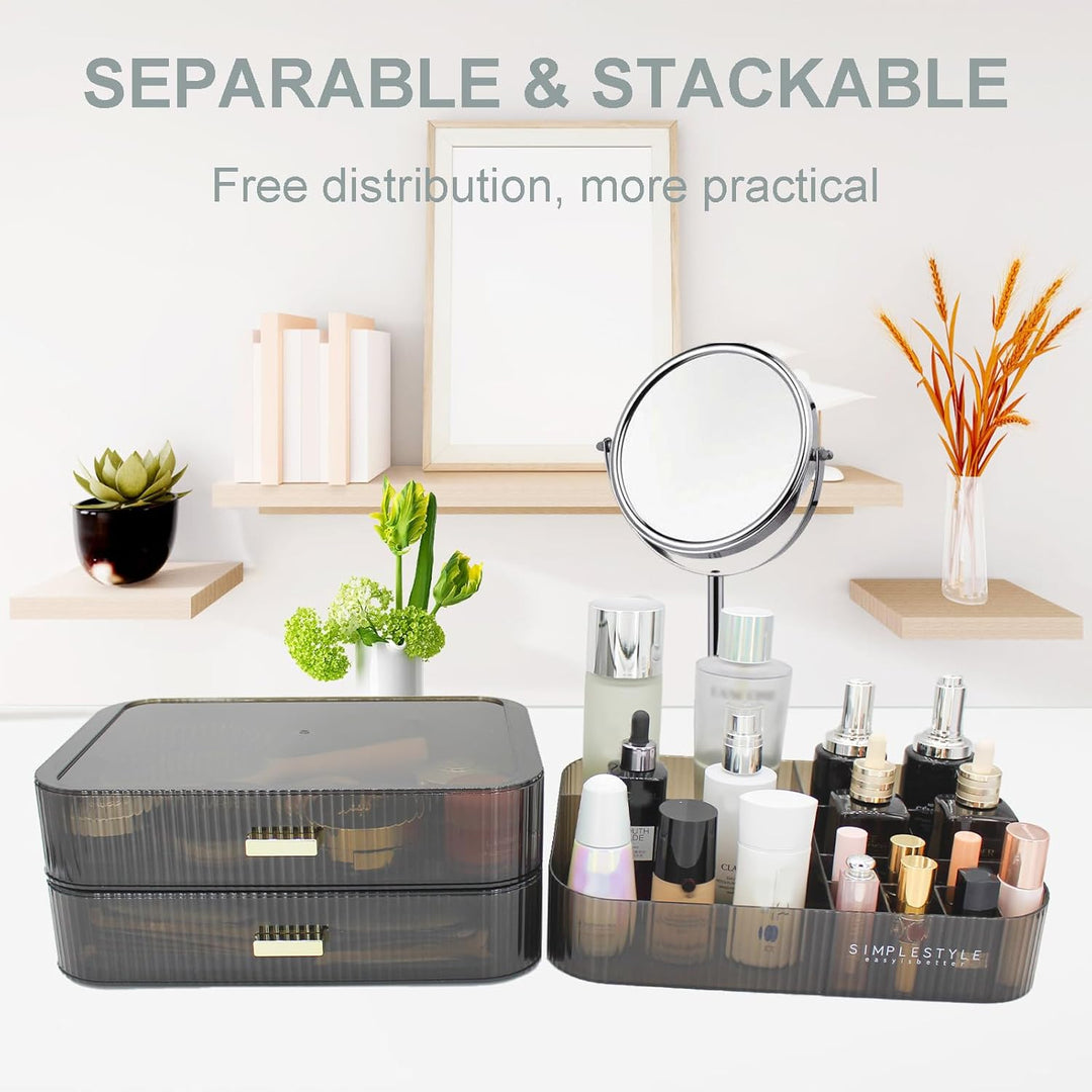 Makeup Organizer mit 2 Schubladen, Kosmetik-Organizer für Schlafzimmer und Bad Eitelkeit Arbeitsplat