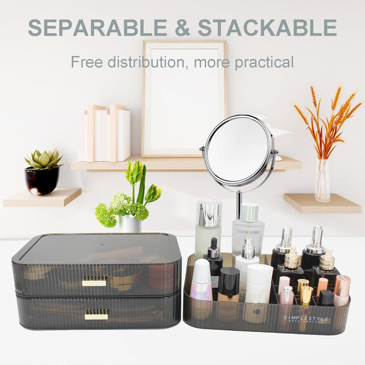 Makeup Organizer mit 2 Schubladen, Kosmetik-Organizer für Schlafzimmer und Bad Eitelkeit Arbeitsplat