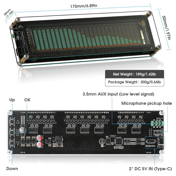 Nobsound AK2515 Music Spectrum Audio 15 Level Indicator VU Meter Screen Amplifier VFD LED Display Ve