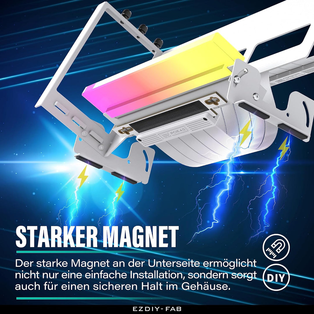EZDIY-FAB PCIe 4.0 GPU Halterung mit ARGB LED-Modul,Multi-Winkel-Einstellung mit All Weissem Riser K