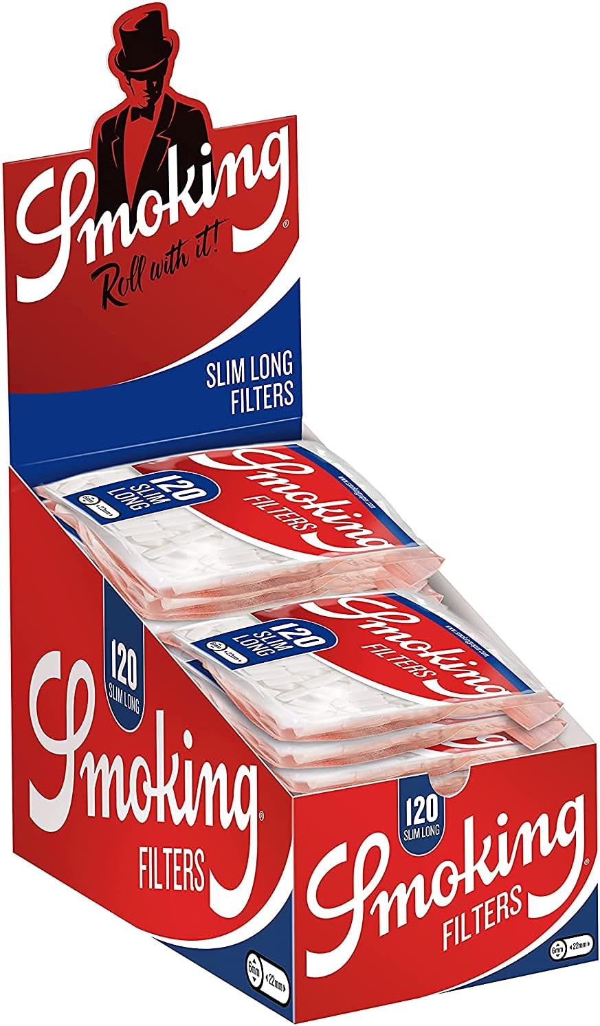 Smoking Classic Filters Long Size Slim Zigarettenfilter Lang 1 Box (30x Bags/ 3600 Filter)