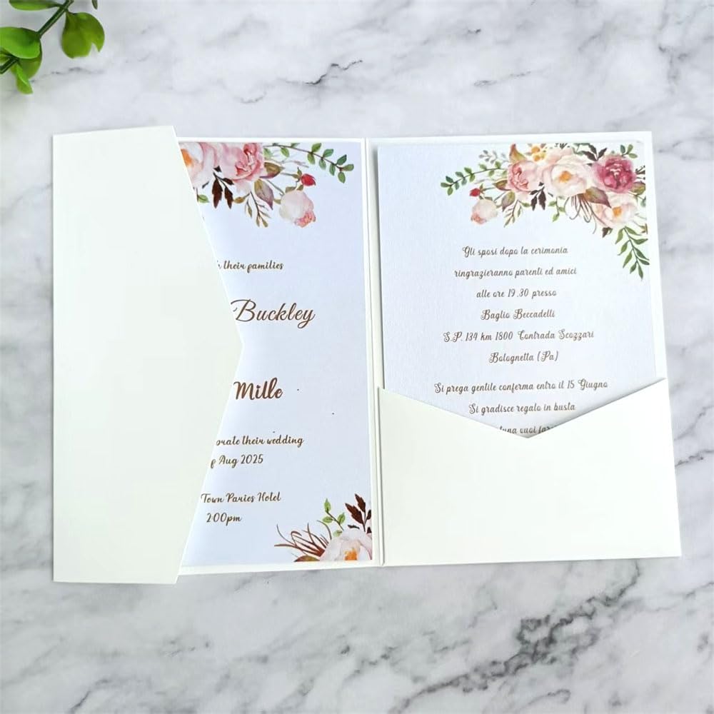 MillaSaw Hochzeitseinladungen, elfenbeinfarbenes Papier, matt, 25 Stück, Einladungen zum Geburtstag,