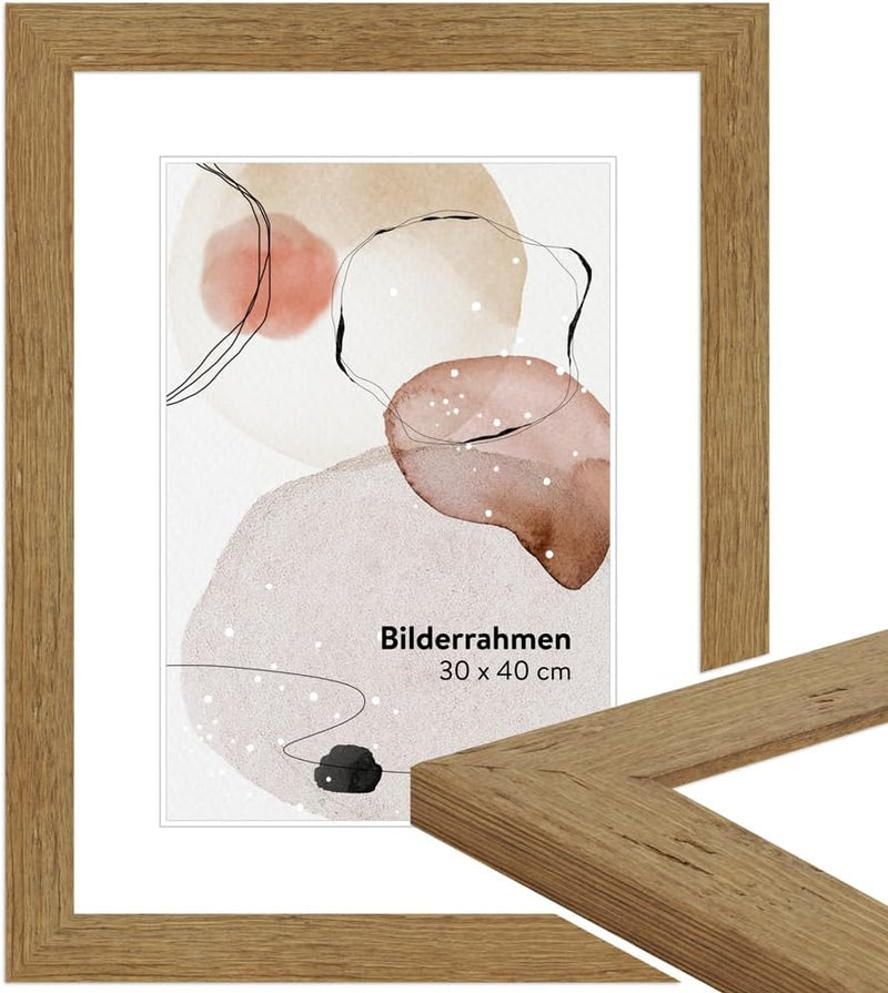 WANDStyle Bilderrahmen Strandhaus Stil 30x42cm DIN A3 I Farbe: Eiche-Optik I Fotorahmen I rustikaler
