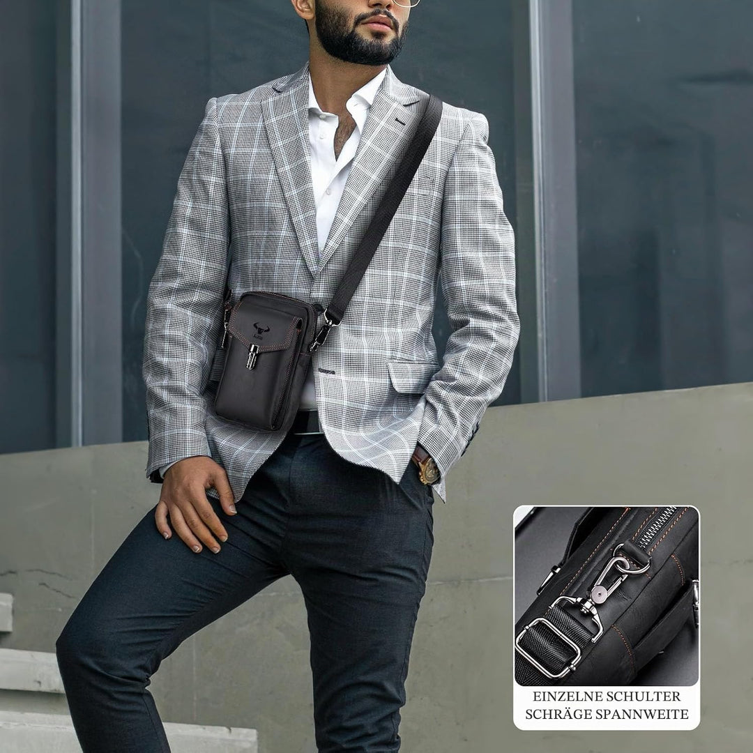 BAIGIO Handytasche Leder Vintage Gürteltasche Herren Hüfttasche Klein Schultertasche Umhängetasche R