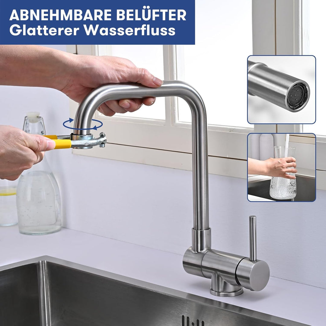 Küchenarmatur BuntHaus, Wasserhahn Unterfenster, Spültischarmatur Vorfenster, Wasserhahn umklappbar