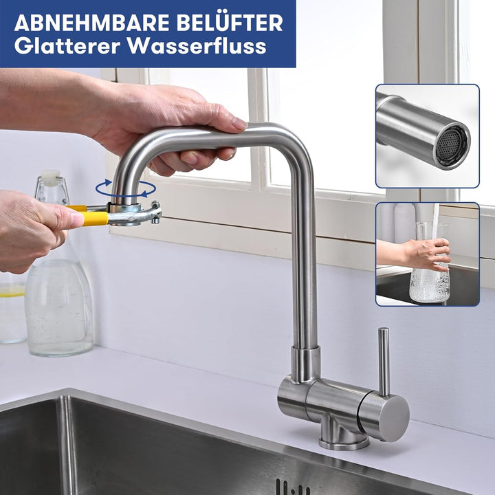 Küchenarmatur BuntHaus, Wasserhahn Unterfenster, Spültischarmatur Vorfenster, Wasserhahn umklappbar