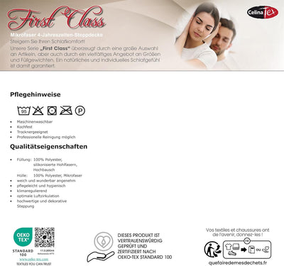 CelinaTex First Class 4 Jahreszeiten Bettdecke 155 x 200 cm Winter Sommer Steppdecke atmungsaktiv De