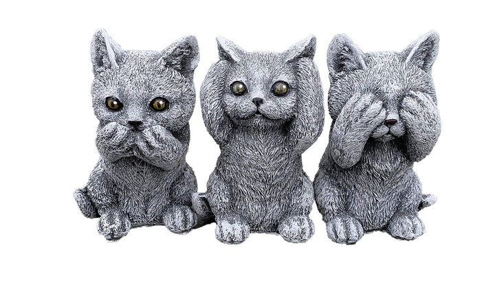 stoneandstyle Steinfigur 3er Set Kätzchen Katzen Nichts sehen Nichts hören Nichts Sagen wetterfest S