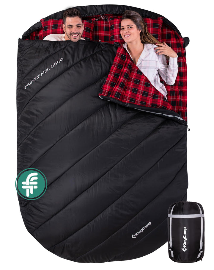 KingCamp Doppelschlafsack Baumwolle Flanell Winter Schlafsack 2 Personen Warmer Deckenschlafsack 3-4