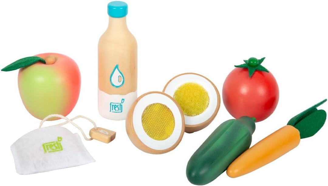 small foot Lebensmittel-Set vegetarisch "fresh" aus Holz, Spiellebensmittel-Set und Rollenspielzeug,