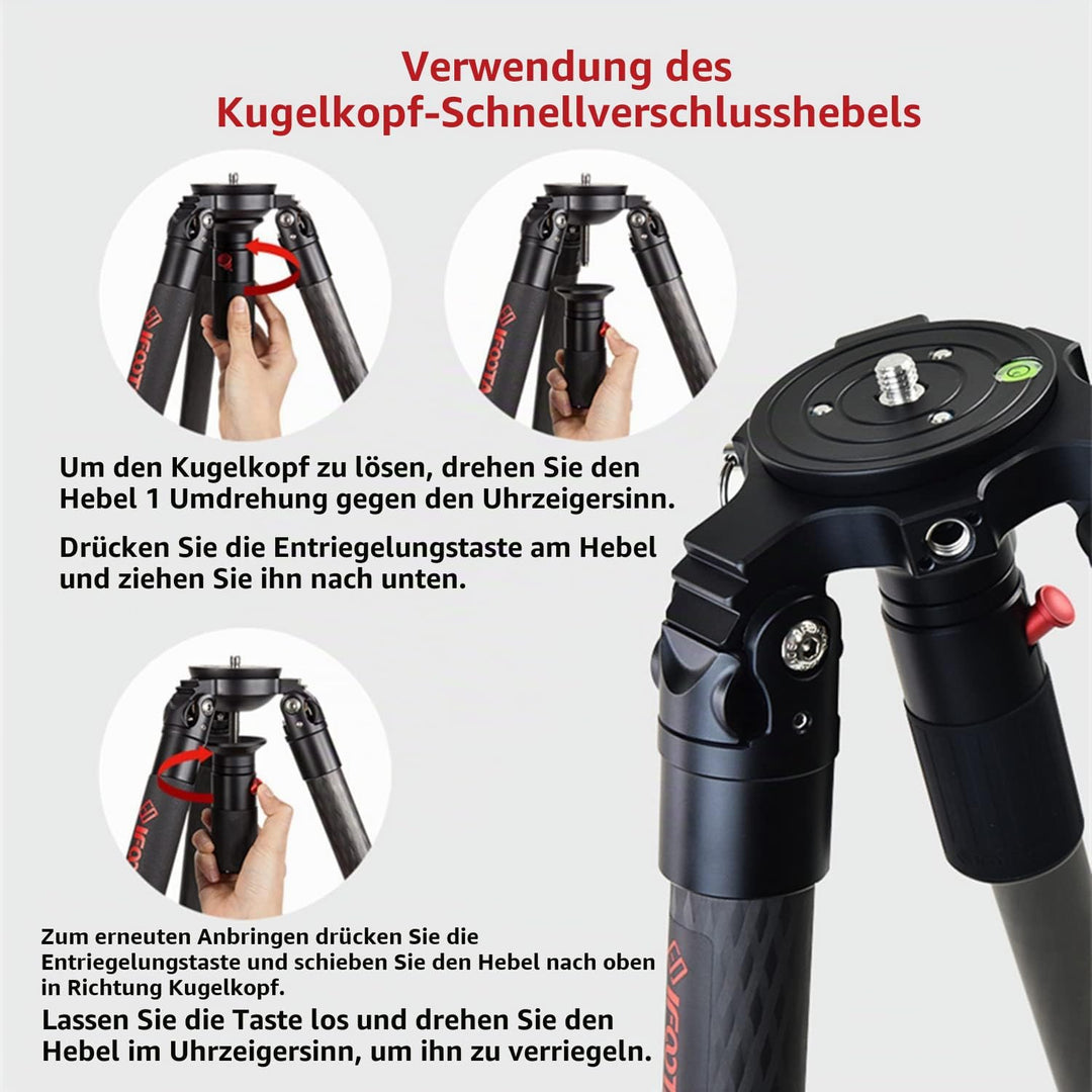 IFOOTAGE Gazelle TC9 Kamerastative,Kamera Stativ,Fotostativ,Stativ Kamera Flexibel,Basic-Einbeinstat