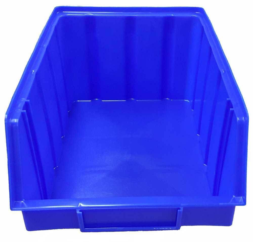 S&S-Shop 15 Stapelboxen Blau Gr.4, aus hochwertigem Kunststoff, mit Schildcheneinschub, Ordnungsboxe