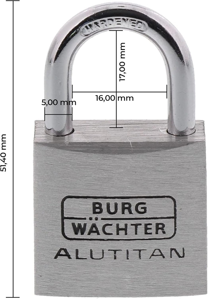 Burg-Wächter Vorhangschloss, Vorhängeschloss mit Schlüssel, Duo Set, 5,0 mm Bügelstärke, massives Al