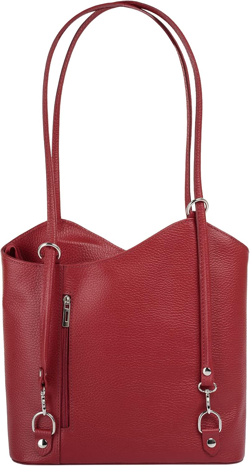 Shopper Rucksack Kombination Echt Leder Damen Made in Italy | 2in1 Handtasche | wandelbare Umhängeta