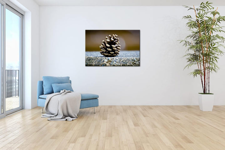 deyoli kleine Tannenzapfen im Format: 80x60 als Leinwandbild, Motiv fertig gerahmt auf Echtholzrahme