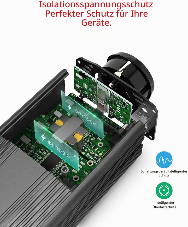 BESTEK 300W Wechselrichter/Spannungswandler 12v 230v /Stromwandler Inverter 12v auf 230v /mit Zertif