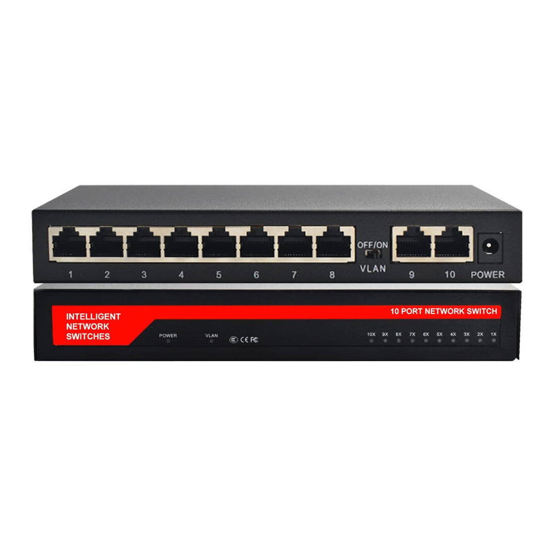 KuWFi 10-Ports Gigabit Netzwerk Switch, LAN Switch RJ45 Port Fast Ethernet Switch, LAN Splitter, LAN