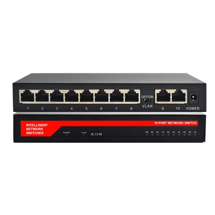 KuWFi 10-Ports Gigabit Netzwerk Switch, LAN Switch RJ45 Port Fast Ethernet Switch, LAN Splitter, LAN