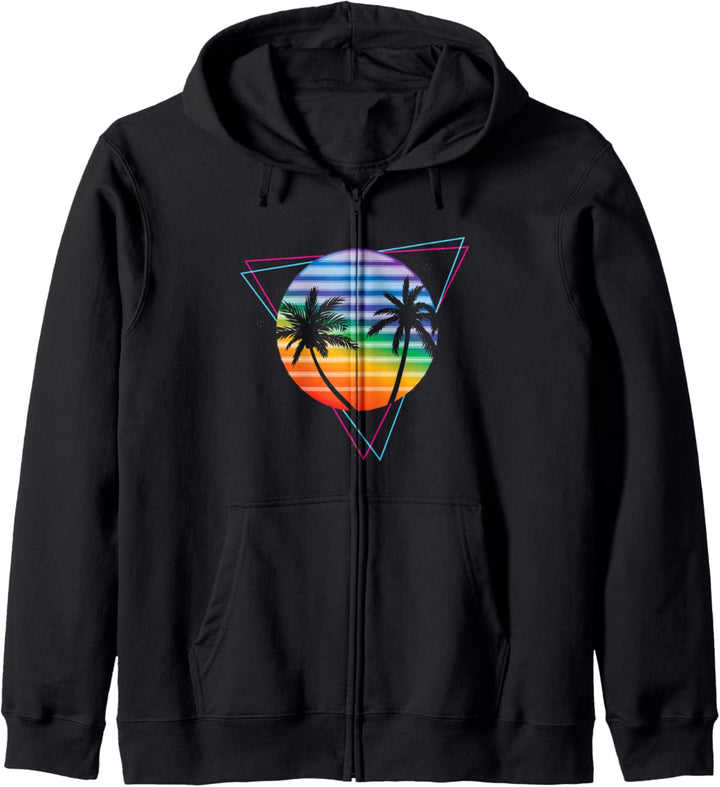 rainbow 80's Vibe Retrowave Synthwave Ästhetik Kapuzenjacke