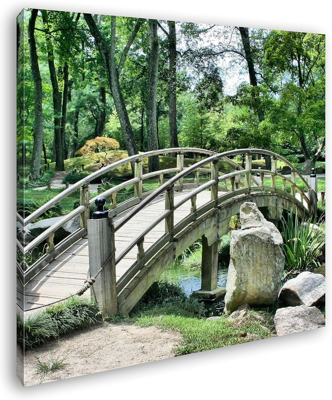 deyoli Japanischer Garten Format: 70x70 als Leinwand, Motiv fertig gerahmt auf Echtholzrahmen, Hochw