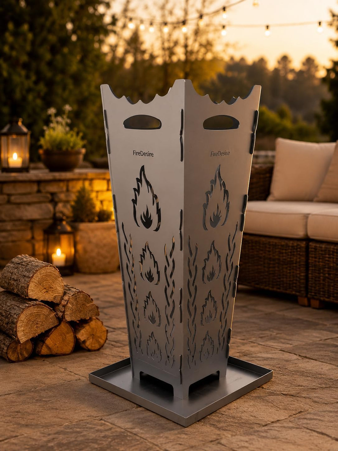 FireDesire Grill Pro Feuerkorb mit massiver Grillplatte und Ascheschale, Feuerschale mit Grillplatte