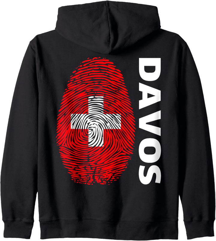 Schweiz Flagge DNA Fingerabdruck Region Davos Kapuzenjacke
