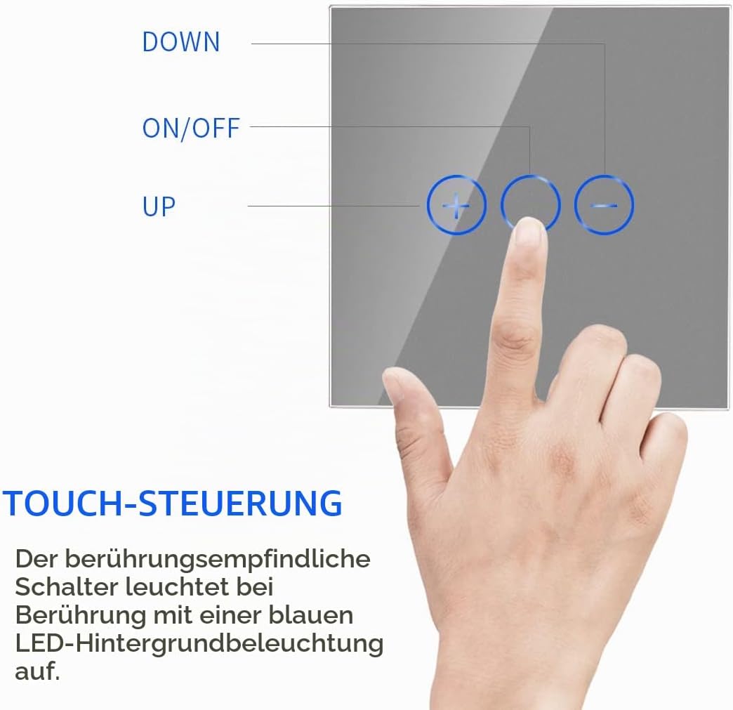 CNBINGO WLAN Dimmschalter für dimmbare LED-Leuchten - Smart Touch Lichtschalter Arbeit mit Alexa, Go