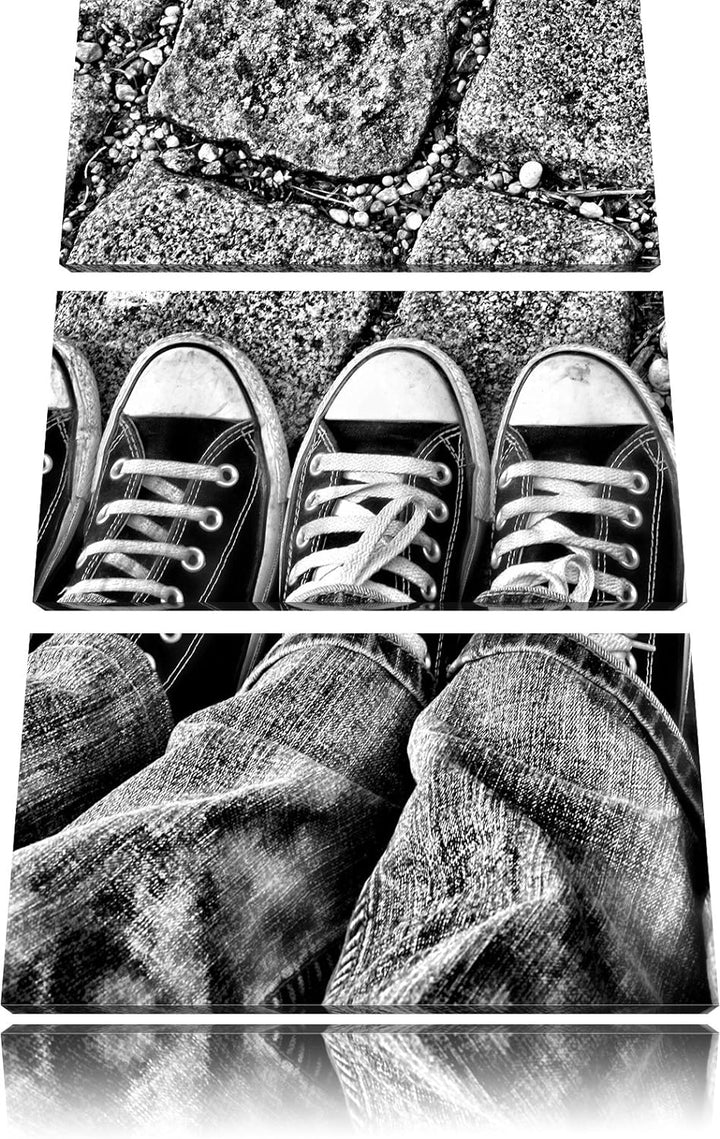 Pixxprint Trendige Schuhe als Leinwandbild/Grösse: 3 Teilig (120x80) cm/Wandbild/Kunstdruck/fertig b