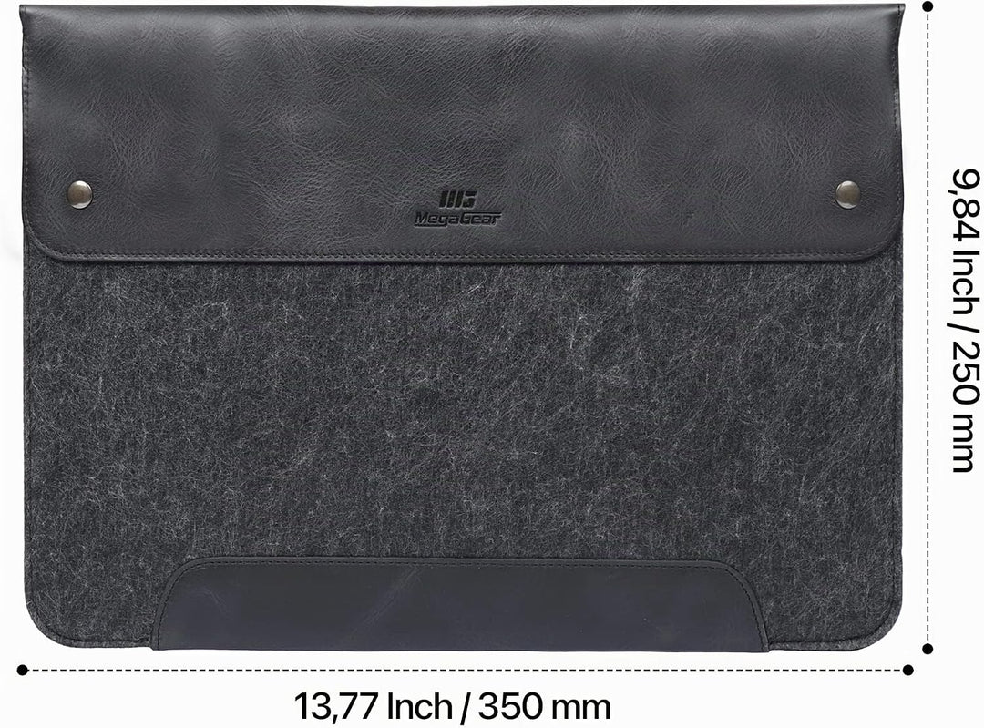 MegaGear MacBook-Tasche aus echtem Leder und Fleece, Laptop-Hülle für MacBook Pro und MacBook Air Hü