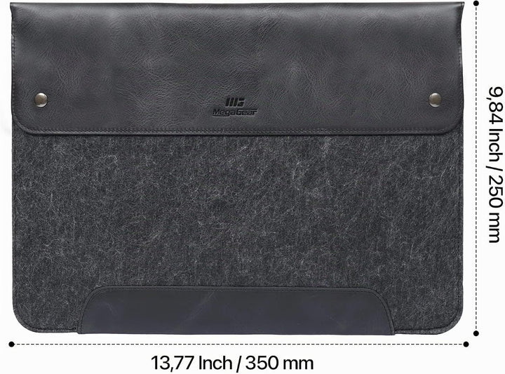 MegaGear MacBook-Tasche aus echtem Leder und Fleece, Laptop-Hülle für MacBook Pro und MacBook Air Hü