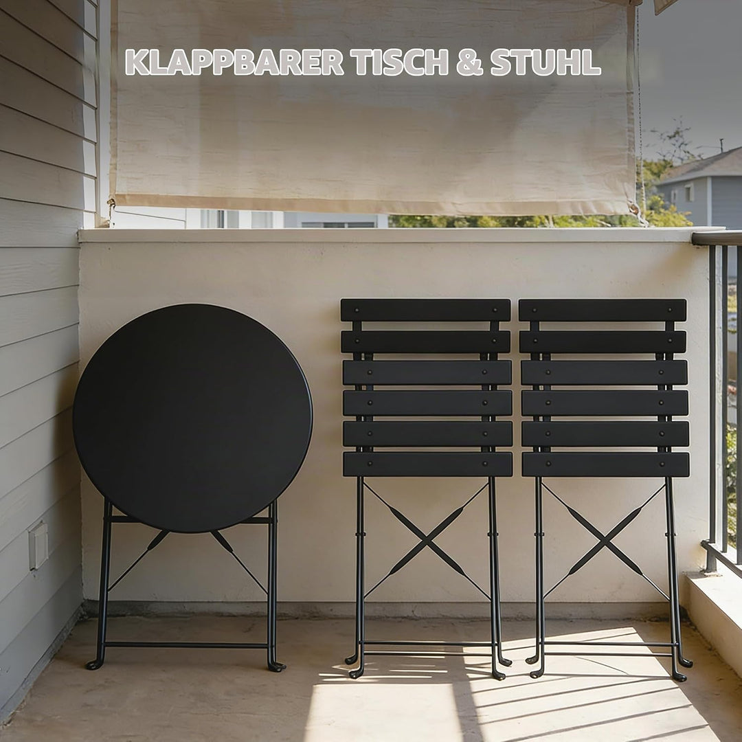Grand patio Bistro Set 3 Stück, Gartenmöbel Set, Sitzgruppe 2 Stühle und 1 Tisch, Premium Stahl, Kla