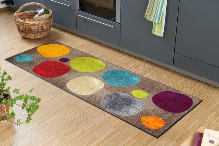 Salonloewe Broken Dots 030x100 cm bunt Läufer schmal Kreise Sauberlaufmatte