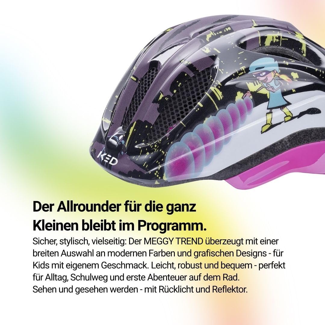 KED Kinderhelm Meggy II Trend, Superhero 44-49cm (XS), 44-49cm (XS)