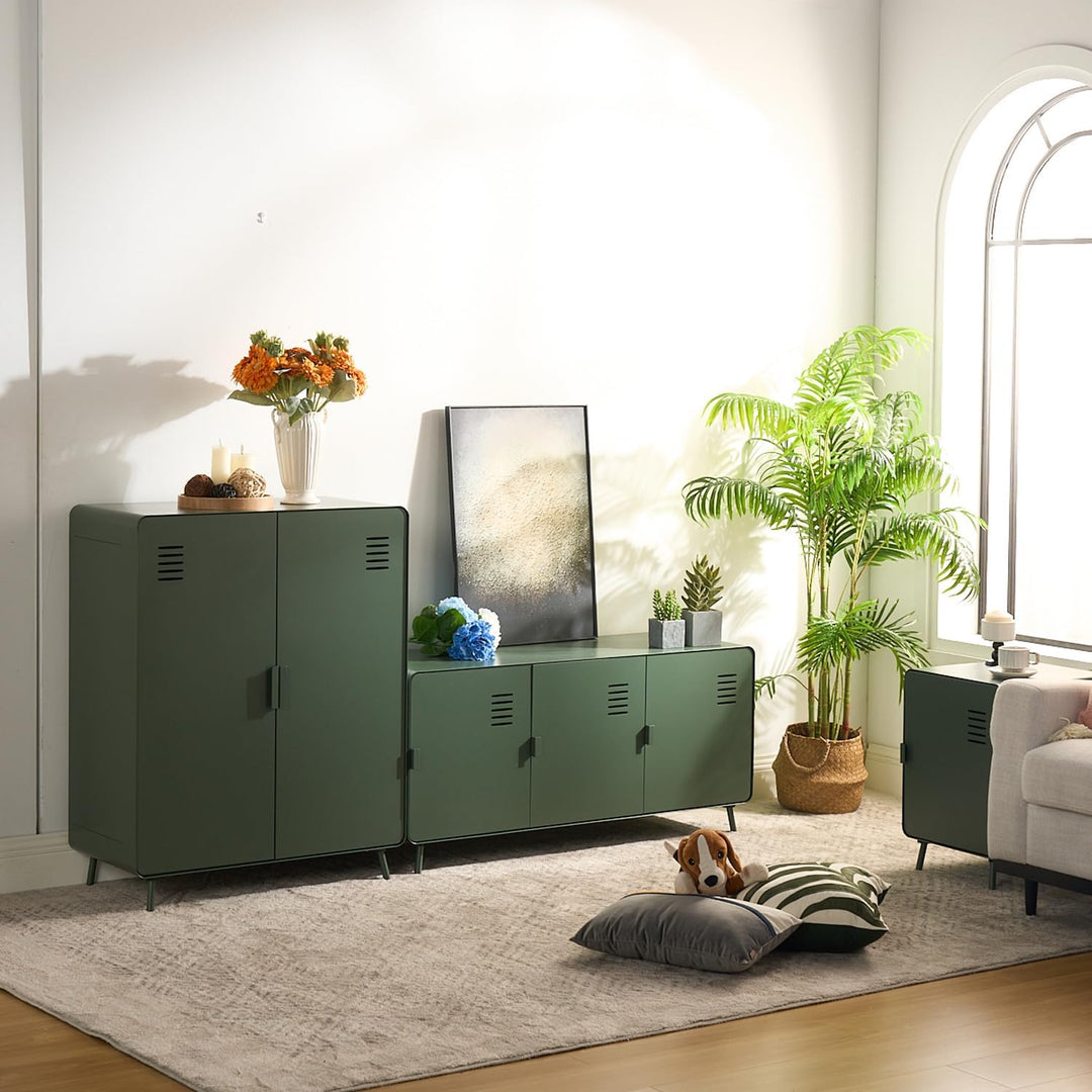 MEUBLE COSY Sideboard Buffets Küchenschrank Kommode mit 3 Türen Magnet und Regal Ablage aus Metall f