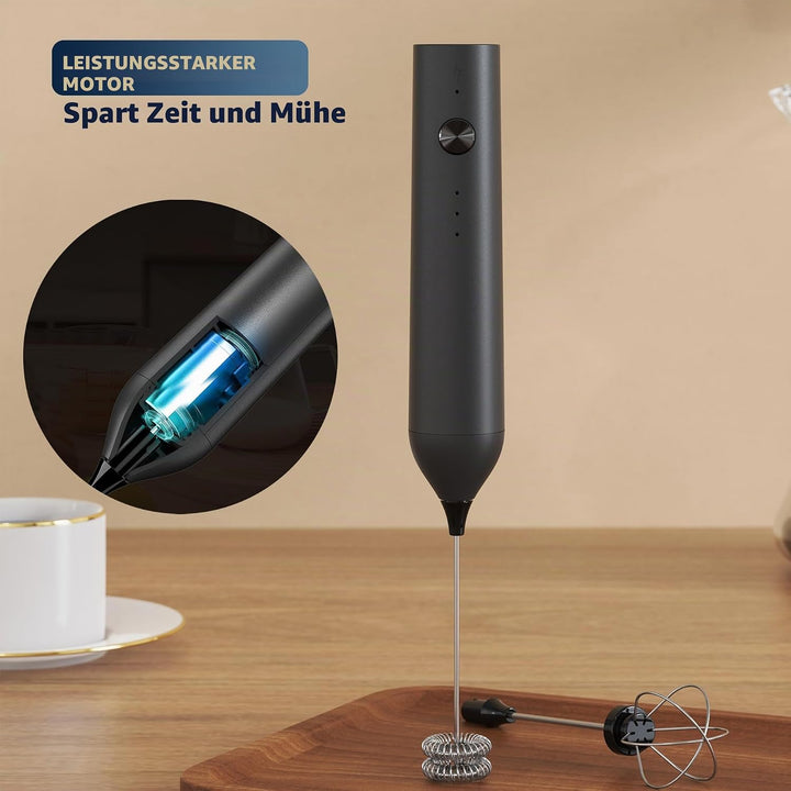 Handgehaltener Milchaufschäumer,Typ C,wiederaufladbarer elektrischer Schneebesen, Kaffeeaufschäumer-