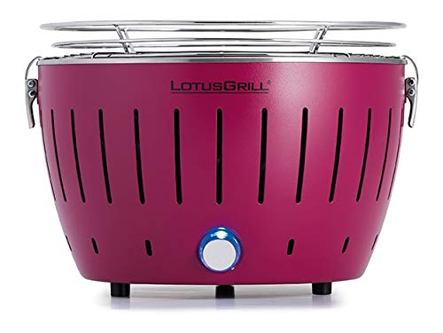 LotusGrill S Small Kompakt Pflaumenlila der raucharme Holzkohle-/Tischgrill Stromversorgung via USB-