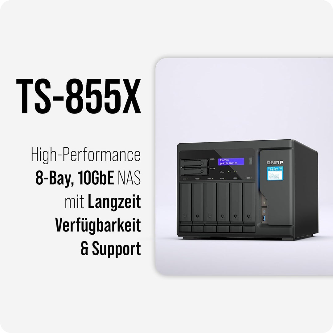 Qnap TS-855X-8G | 8-Bay, Intel Atom 8-Core, PCIe Gen3, 10 Gigabit NAS