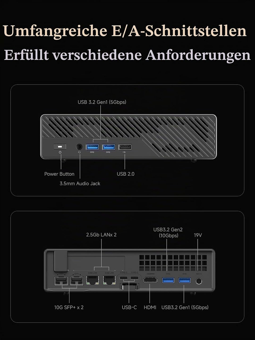 MINIS FORUM MS-A2 Mini PC, AMD Ryzen 9 8945HX (16C/32T bis 5,4 GHz), 32 GB DDR5 RAM, 1 TB SSD, PCIe