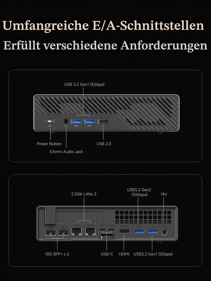 MINIS FORUM MS-A2 Mini PC, AMD Ryzen 9 8945HX (16C/32T bis 5,4 GHz), 32 GB DDR5 RAM, 1 TB SSD, PCIe