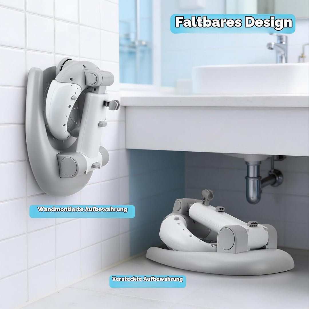 Verstellbar DuschstäNder Kinder,Baby Dusche Ständer,2-in-1 Faltbarer Baby-Duschständer mit Hocker
