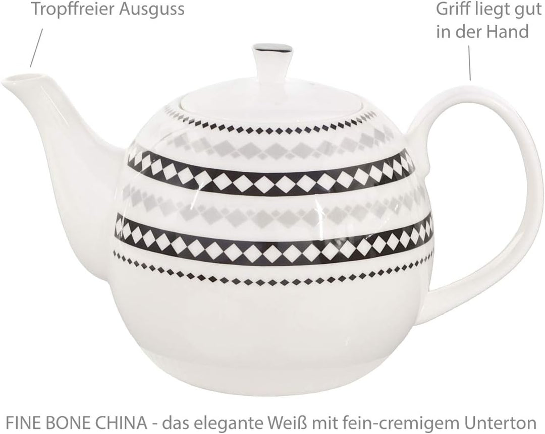 tea4chill Buchensee Porzellan Kanne 1,5 Liter. Elegante Teekanne/Kaffeekanne aus Fine Bone China mit