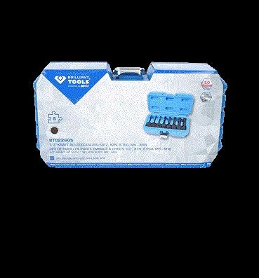BRILLIANT TOOLS BT022605 1/2" Kraft-Bit-Stecknuss-Satz, XZN, 8-TLG, M5-M18 [Powered by KS Tools]