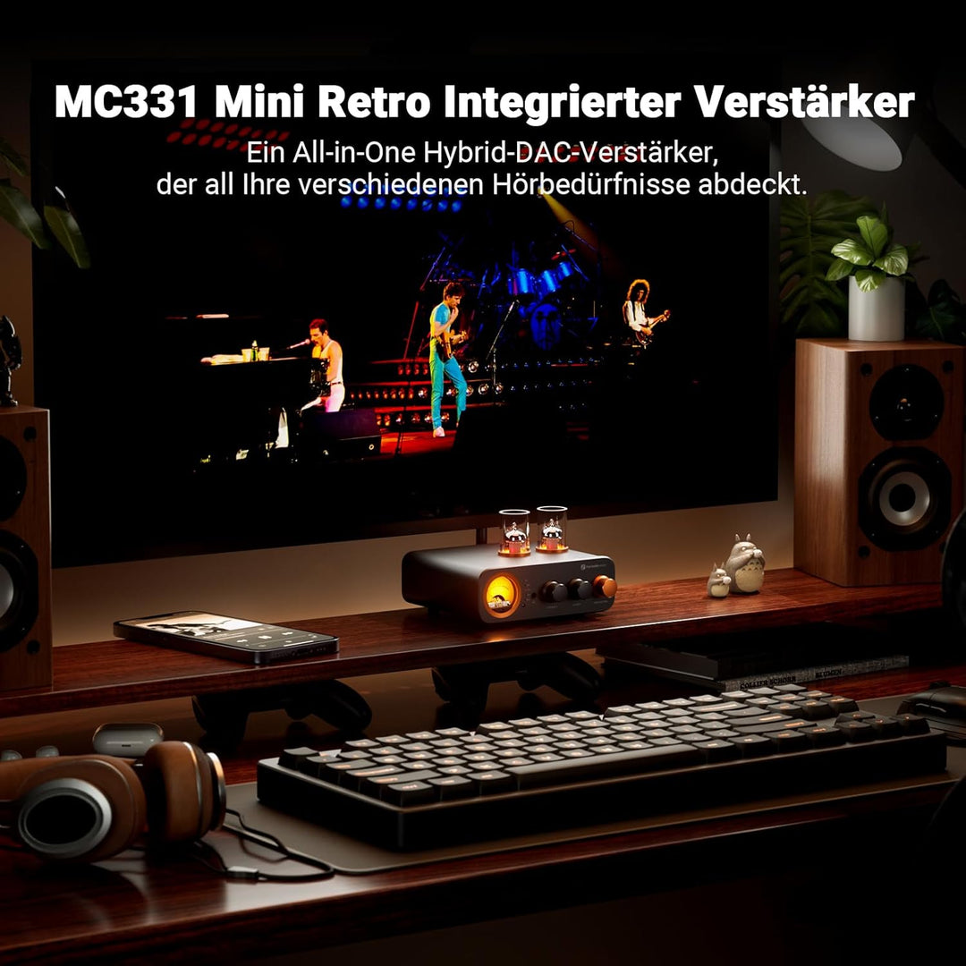 Fosi Audio MC331 Röhrenvollverstärker mit DAC, 2 Kanal Heim Stereo Audio Verstärker für HiFi Regalla