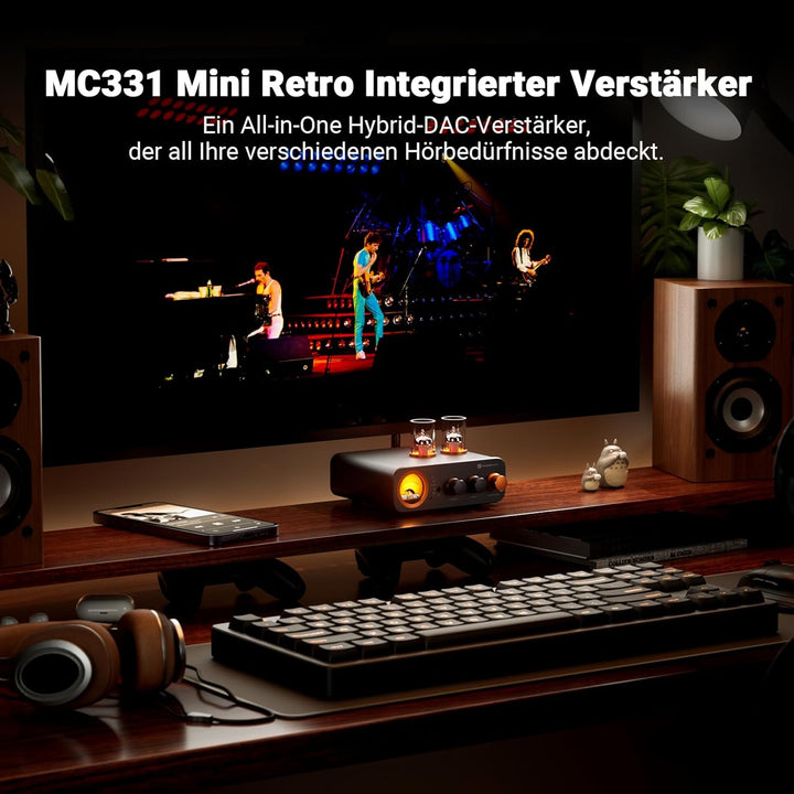 Fosi Audio MC331 Röhrenvollverstärker mit DAC, 2 Kanal Heim Stereo Audio Verstärker für HiFi Regalla