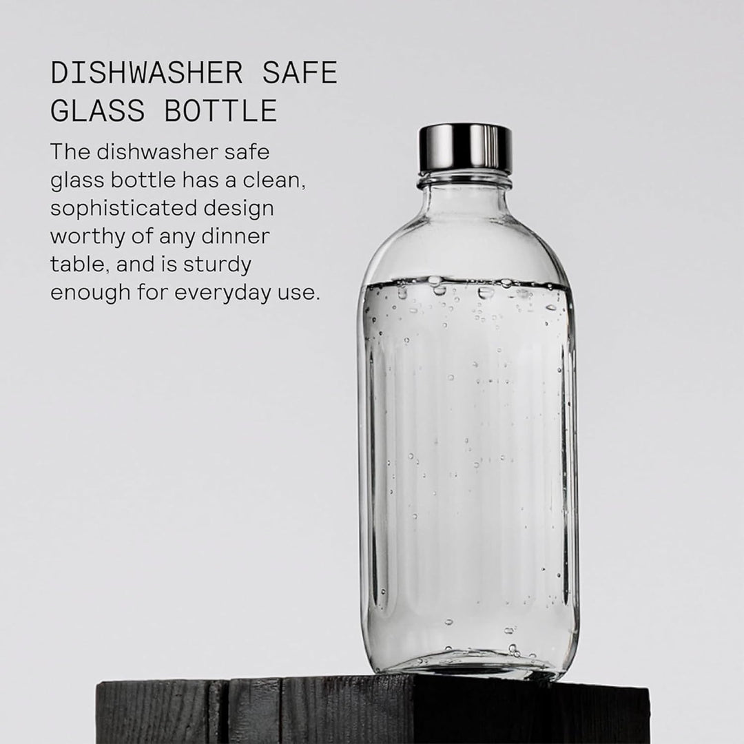 Aarke Glasflasche für Wassersprudler Carbonator Pro, Spülmaschinenfeste, mit Details in Edelstahl