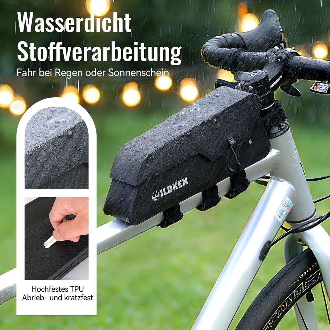 Wildken 1.2L Oberrohrtasche Fahrrad Schraubbar, Rahmentasche Fahrrad Wasserdicht mit Magnetischer Kl