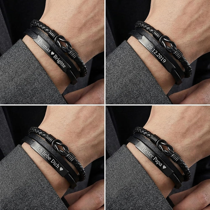 UNIQAL | Personaliesiertes Lederarmband mit Gravur "SHAPE" Herren Damen | Leather Bracelet mens | Ma