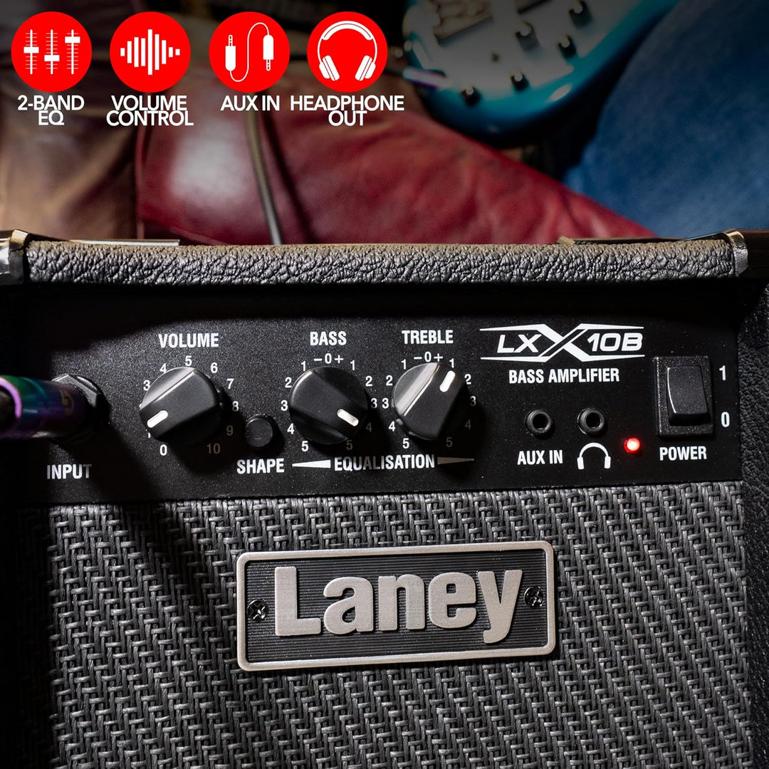 Laney LXB Series LX10B - Bass Guitar Combo Amp - 10W - 5 inch Woofer 10" Black, 10" Black