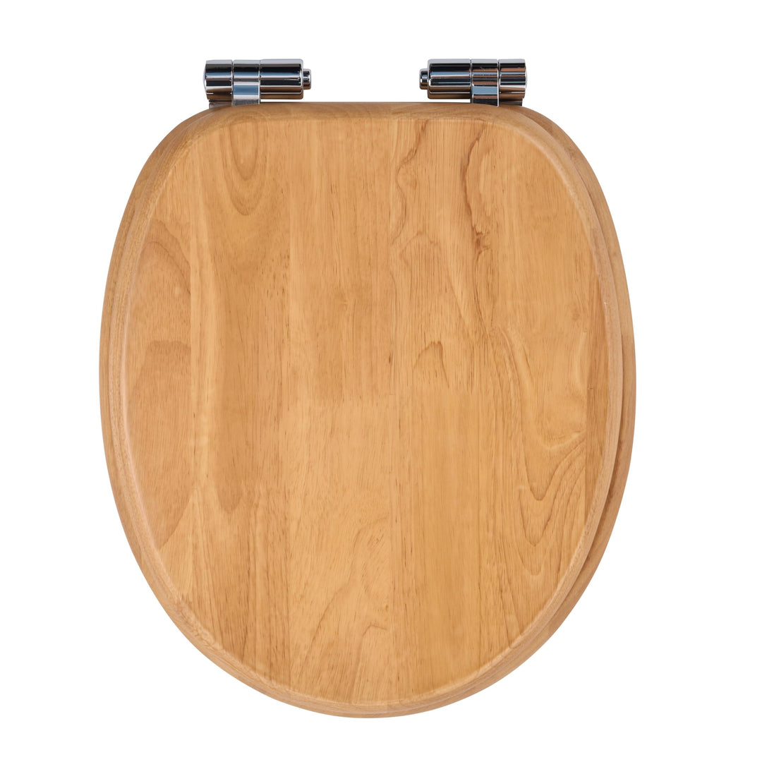 WC-Sitz aus Massivholz - Kautschukholz (Hevea) mit Absenkautomatik, Schnellverschluss &amp; Easy-Clean,